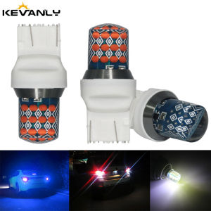 KEVANLY | 2pcs LED Brake Light T20 7443 24LED Bulbs COB Silicone Signal Lamp Flashing Strobe Light RGB /Red/ Blue Brake Light Taillight