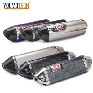 51mm Inlet Motorcycle Exhaust Muffler Pipe Escape moto Exhaust Tail PIPE Carbon Fiber with DB killer Yoshimura R77 Universal For cbr1000 cb650f Bigbike R1 R6 Tmax560 MT07 GSXR750 k7 k8 GSXR 600 R3 MT-03 R6 CFmoto 800MT etc