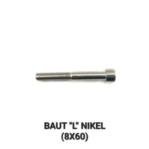Baut L Nikel  8 x 60 (Harga Per 1 PCS) - Pitch Bolt Baud 12 Ukuran Drat 8 mm M8 Kunci L 6 Panjang 60mm Ulir Kanan