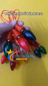 Combo 2 bóng đèn ớt sợi đốt kèm 2 đui đèn kín nước đui E27 (Trắng Vàng Đỏ Xanh Lá Xanh Dương)