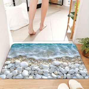 VIKAMA 3D Shark Ocean Bath Mat Diatomite Absorbent Non Slip Rectangle Bathroom Doormat Marine Animal Home Decor Carpet