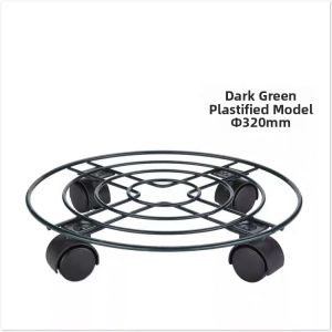 round Iron Art Plant Tray with Wheels Mobile Storage Rack Gas Bottle Stand Flower Pot Holder Kitchen Storage Shelf No Drilling