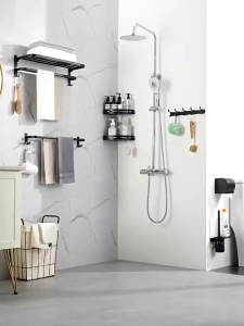 50CM black holder bathroom bathroom towel rack non perforated wall mounted bathroom storage