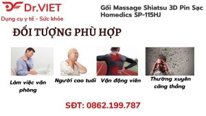 Gối massage shiatsu công nghệ 3D pin sạc SP-115HJ