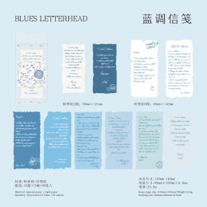 Mocard a Piece of Paper Shiyu Notebook Material Paper Ins Light Retro Denim Casual Handwriting English Notebook DIY Note Base Paper