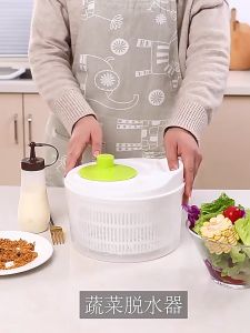 MLADEN 2 in 1 Plastic High Capacity Rotary Salad Spinner Dehydrated Machine Vegetable Fruit Colander Water Drain Basket Wash Clean Storage Basin