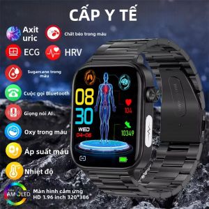 Đồng Hồ Thông Minh Y Tế New Al 2025 Dành Cho Nam Giới Chức Năng ECG+PPG Gọi Thoại Bluetooth Theo Dõi Sức Khỏe Lipid Máu Axit Uric Glucose