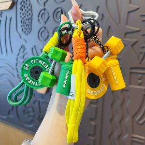 Cute Kettlebell Dumbbell Keychain set Silicone keyring with Metal Handle Motivational Fitness Gym Gifts Sports Bag Charm