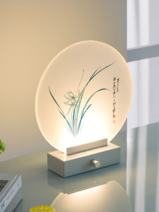 โคมไฟตั้งโต๊ะสไตล์จีนใหม่ โคมไฟหัวเตียง โคมไฟตกแต่งห้องนอน โคมไฟ LED ควบคุมแสงได้ โคมไฟตกแต่งบ้านแบบเรียบง่ายและโมเดิร์น