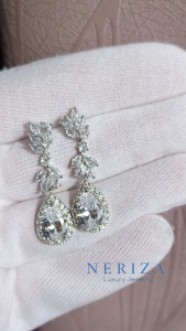 Neriza Jewelry/ต่างหูระย้าเพชรสังเคราะห์ ประกายไฟเทียบเท่าเพชรแท้ จัดส่งพร้อมกล่อง NE034