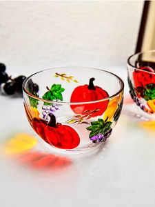 Bát Đựng Trái Cây Bằng Thủy Tinh Họa Tiết Cà Chua Màu Sắc Bát Đựng Tráng Miệng Bát Đựng Súp Hoa Sen Đồ Dùng Ăn Uống Gia Đình
