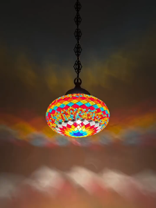 15CM Handmade Turkish Mosaic Hanging Lamp Boho Pendant Light Colorful Glass Ball Ceiling Light Vintage Designer Lamp for Bedroom Living Room Cafe Bar Home Decor