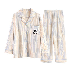 Miiow | Pure Cotton Long Sleeve Childrens Sleepwear Set For Girls Spring Autumn Home Clothes Comfortable Breathable Soft Cotton Shirt