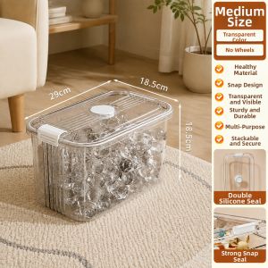 MEIZHUFU | Transparent Wheeled Multi-function Large Capacity Toy Storage Box