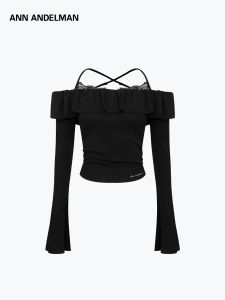 ANN ANDELMAN | Lace Halterneck Top Lace Flounce Sleeve