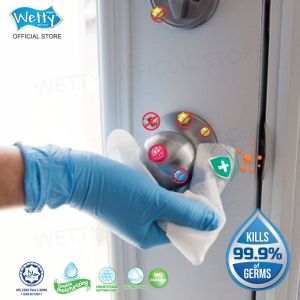 Wetty Wet Wipes Antibacterial Fragrance Free Tuala Basah Antibakteria Wet Tissue Tisu Basah (24 x 80s 1 Carton)