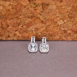 Huitan Fashion Silver Color CZ Stud Earrings for Women Bling Bling AAA White Cubic Zirconia Statement Earrings Hot Sale Jewelry