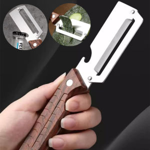 Stainless Steel Peeler With Wooden Handle For Peeling And Slicing Fruits And Vegetables Durable And Smooth Operation