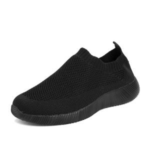Closed White Nurse Rubber Shoes For Women Slip On All Black Breathable Casual Walking Shoes For Lady Fly Woven Comfortable Mesh Shoes