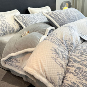 Skin-Friendly Thick Warmer Two-Sided Fleece Bed Set