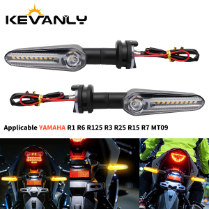 KEVANLY | 1 Pair Motorcycle Turn Signal Light For YAMAHA R1 R6 R125 R3 R25 R15 R7 MT09 Flowing Dynamic LED Indicator Blinker Replacement