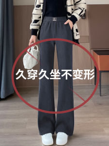 กางเกงขายาวผู้หญิงเอวสูงทรงหลวมคอร์ดูรอยหนาฤดูใบไม้ร่วงและฤดูหนาว 2024 กางเกงขายาวผู้หญิงผ้าคอร์ดูรอยหนา