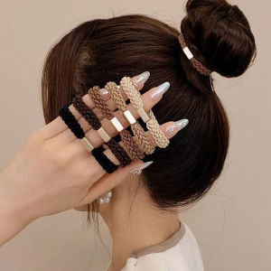 34 ยางรัดผม ยางรัดผมเกาหลี เชือกผมยืดหยุ่นสูง สีกาแฟ แฟชั่นเลดี้เครื่องประดับผม ACFUNY
