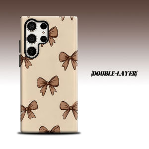 Sketch Bow Tile For Samsung Galaxy S26 S25 S24 A56 A36 Dual Layer Luxury Fashion Full Lens Protective Case