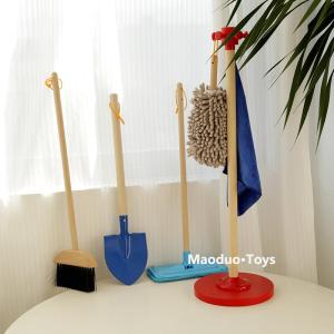 Early Education Wooden Cleaning Set Outdoor Role-Playing Toy for Children Pretend Play Dustpan And Brush Set Educational Toy