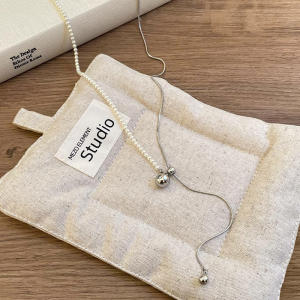 Pearl Asymmetric Tassel Long Necklace for Women Fall and Winter Elegant Drawable Sweater Chain Minimalist Fancy Clavicle Chain