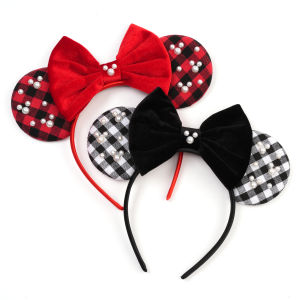 Disney | Disney Christmas Hair Accessories For Girls Sequin Bow Fashion Plaid Pearls Pattern Classic Christmas Decoration Gift Hair Hoop