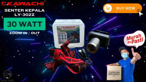Kawachi 30w Senter Kepala LY-302Z Putih atau Kuning 30 Watt LED Super Terang  Zoom In / Out Waterproof Lithium Cas Recas Rechargeable Isi Ulang Tahan Lama 30 Jam 2500 mAh Outdoor Headlight Camping Berburu COD Mellius Store Bisa Bayar Di Tempat
