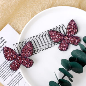 【Free Shipping】Rhinestone Butterfly Bangs Hair Comb for Women Girls Invisible Back Head Hair Comb Fashion Hair Accessories