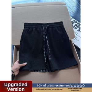 Checkered Waffle Texture Breathable Shorts