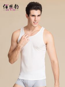 Summer Mens Real Silk Waistcoat Solid Color Breathable Sleeveless T-shirt Mulberry Silk Double-Sided Knitted Basic Thin Bottoming Shirt