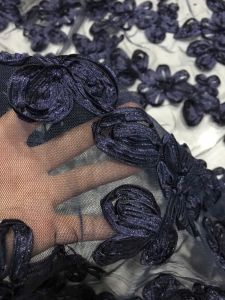 vải lưới kết hoa 3D màu xanh đen _( khổ 1m5) đẹp sang may đầm váy áo kiểu thiết kế thời trang vv