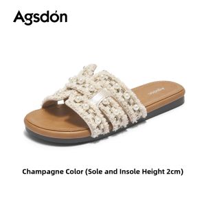 Agsdon | Chunky Heel Open Toe Slippers Summer