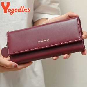 Yogodlns Casual Long Wallet For Women Pendant PU Leather Handbag Multi-layer Clutch Shopping Lady Purse Phone Card Holder Purse