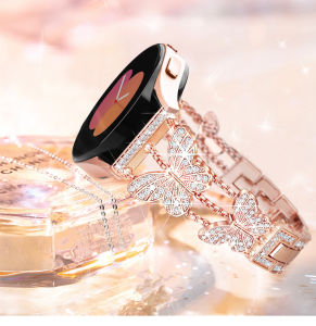 Butterfly Diamonds Band for Samsung Galaxy Watch 3 45mm/Gear S3 22mm Metal Watch Strap for Huawei Watch GT2 46mm for Amazfit GTR