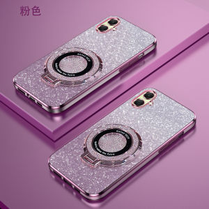 Ultra-Thin Gradient Shiny Powder High-End Fashion Soft Shell Galaxy A16 Magnetic Absorption Stand A06 Transparent Protective Case