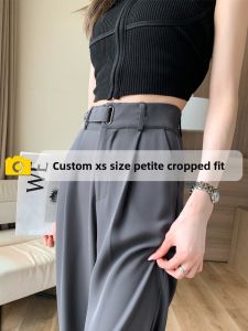 ZIYAN | Narrow Gray High-Waisted Wide-Leg Suit Pants 150cm