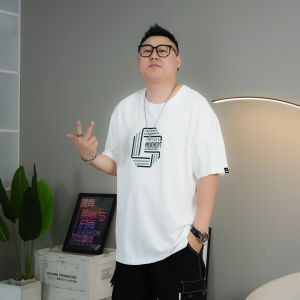 Trendy plus Size Mens Short Sleeve T-Shirt Rhinestone round Neck Casual Loose Fit Cotton Blend Sweat Absorbing Summer Top