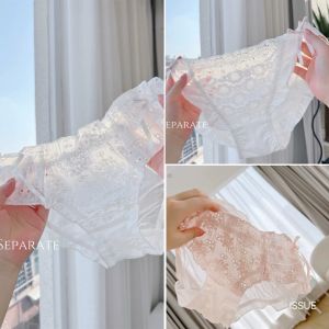 Quần Lót Tam Giác Ren Cotton Mỏng Nhẹ Màu Trắng Ngọt Ngào Cạp Thấp Cho Nữ Quần Lót Ren Khoét Rỗng Mùa Hè Quần Lót Thoải Mái