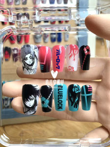 Blue Prison Nail Art Anime Wearable False Nails Painful Nail Art Two-Dimensional Cartoon Design Nail Tips from Mainland China