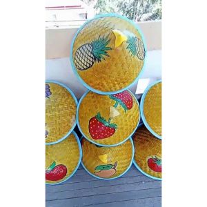 Caping petani lukis gambar buah buahan untuk anak free custom / topi karnaval anak unik / caping lukis