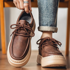 CONGLINSHIZI | Spring British Versatile Thick Heel Elevating Casual Leather Loafers