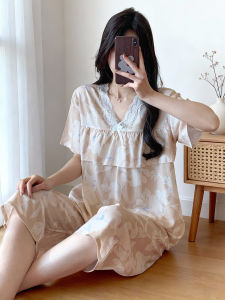 KASIHAN | Bộ Đồ Ngủ Hè Áo T Tay và Quần Capri Chất Liệu Bông Pha
