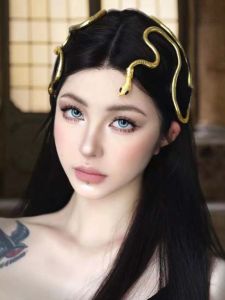 เครื่องประดับผมงูทองกรีกโบราณลึกลับที่คาดผมและสร้อยคอแฟชั่นสไตล์สองในหนึ่งเดียวสําหรับผู้หญิง