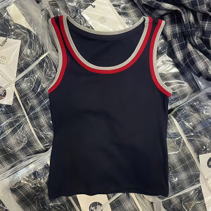 Áo Thun Thể Thao Thời Trang Nữ Áo Vest Màu Tương Phản Ôm Vừa Vặn Thời Trang Mùa Hè 2025 Áo Thun Cotton Cổ Tròn Không Tay
