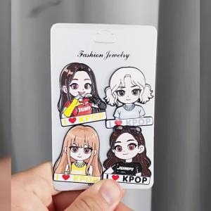 Miniso | 4pcs Kpop Girls Group Fashion Enamel Pins Set Anime Brooches Lapel Pin Badges for Backpack And Clothes Accessory Fashion Jewelry